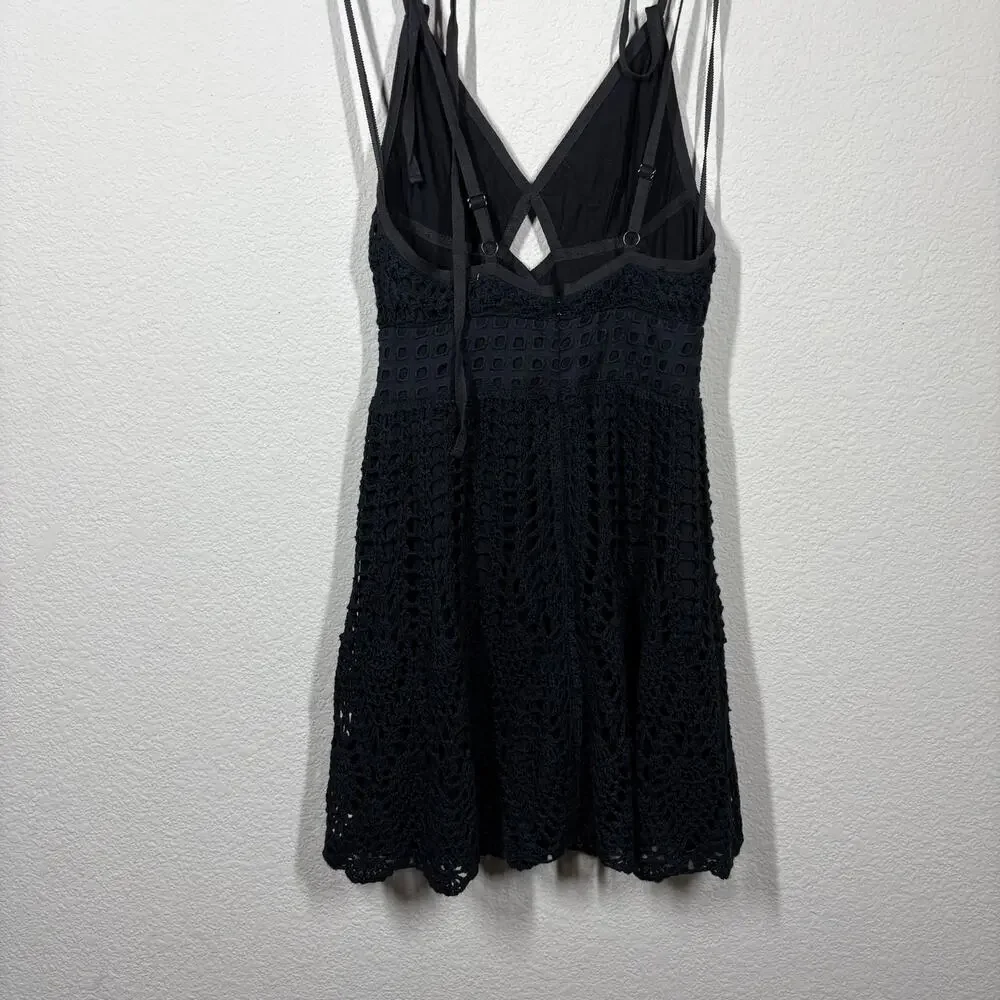 Free People Limited Edition 0 Little Debbie Crochet Dress Black Sleeveless - Picture 3 of 10